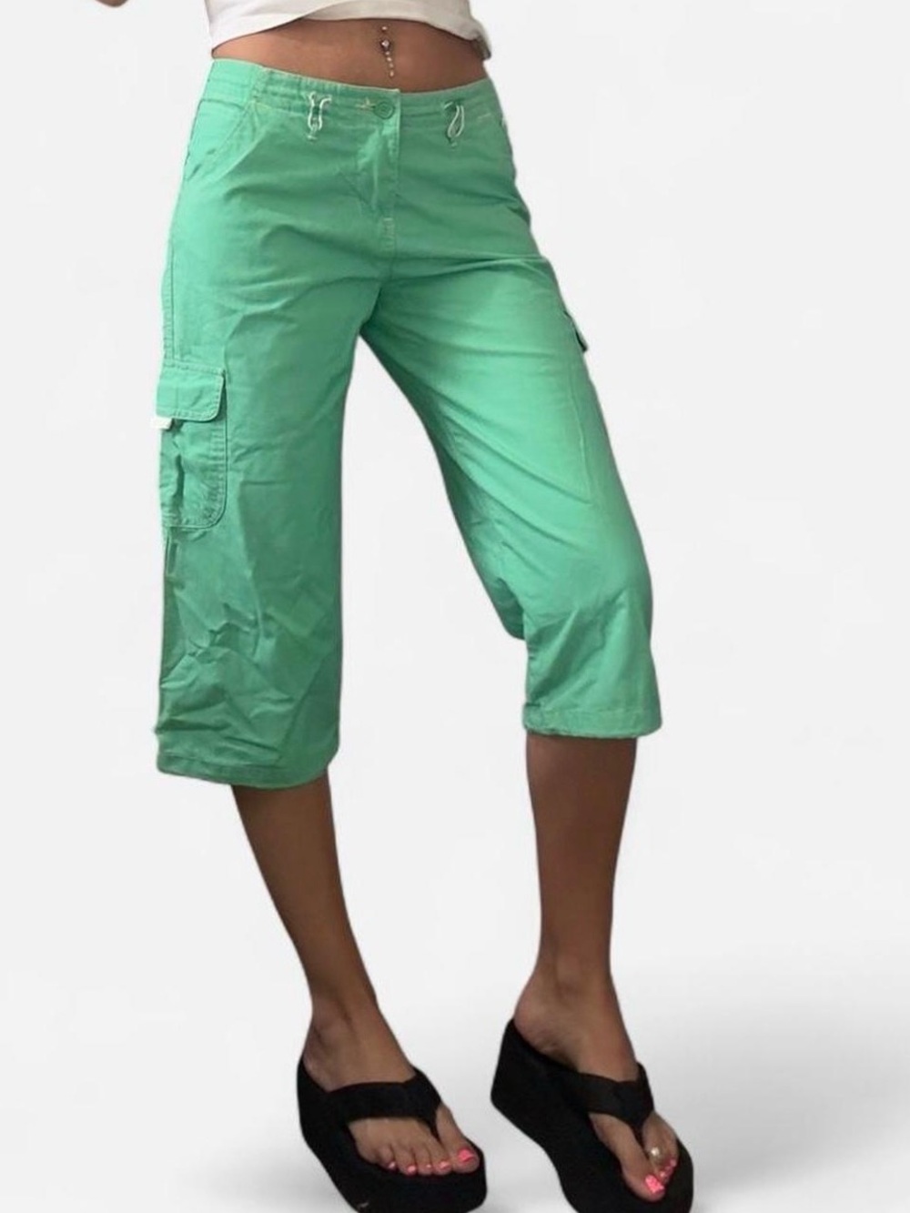 Y2K union bay Mint Green Cargo Capris Pants